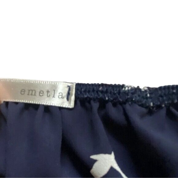 Emetla Womens Off The Shoulder 3/4 Sleeve Blouse-Navy Blue-Small-GUC - Picture 3 of 5